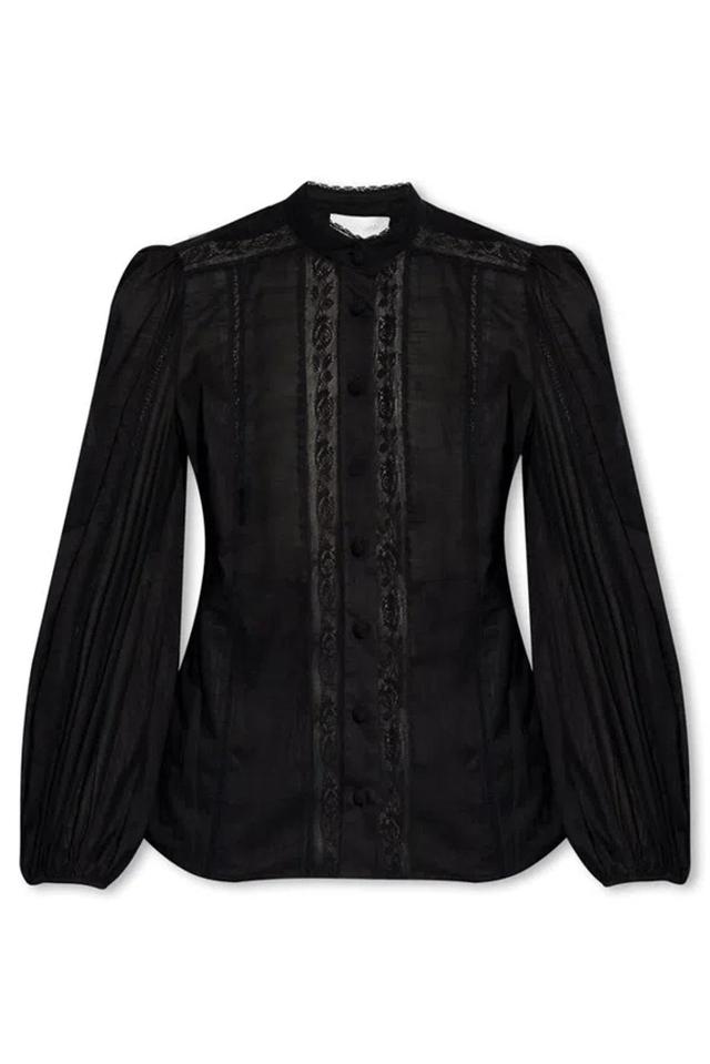 High Neck Sleeved Top In Negro Product Image