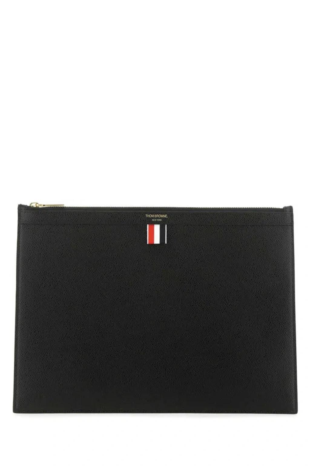 THOM BROWNE Black Leather Document Case Product Image