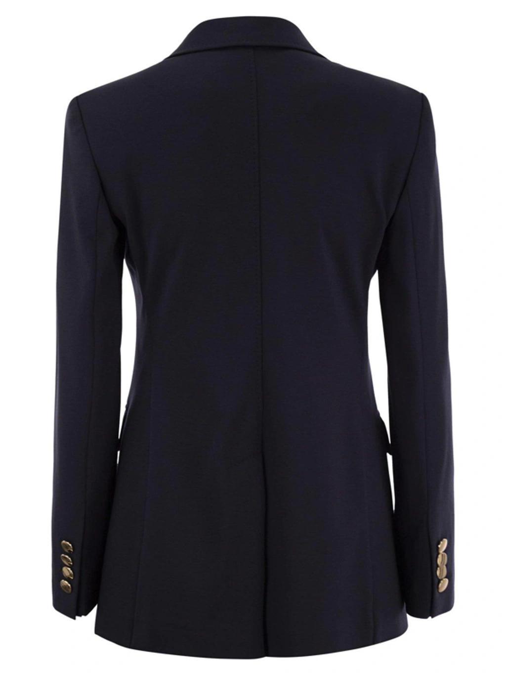 MAX MARA Tatiana Double-breasted Pick Stitch Blazer In Blue Product Image