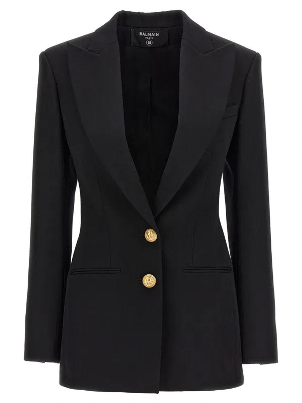 BALMAIN Fitted Single Breasted Blazer In Multicolor Product Image