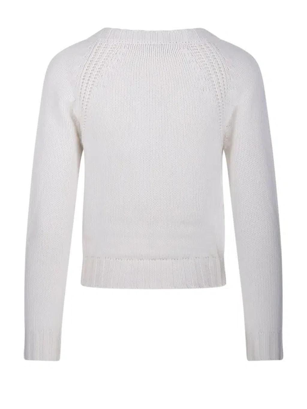 MAX MARA Cancan V Neck Cable Sweater In White Product Image