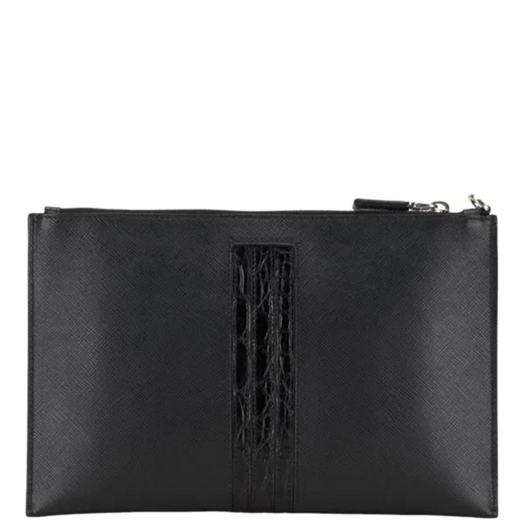 Saffiano Black Leather Clutch Bag () Product Image