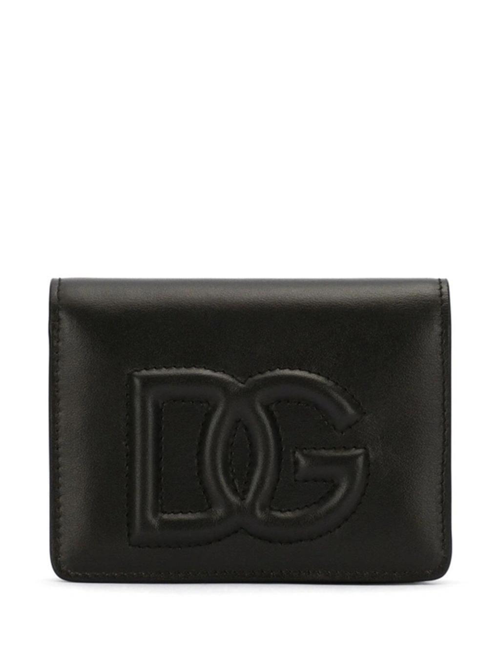 Calf Leather Wallet With Embossed Logo On The Front In Black Product Image