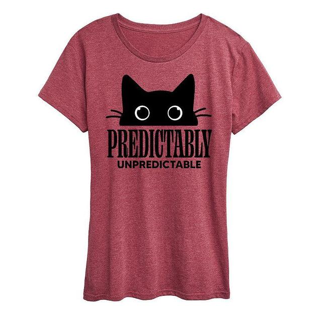 Plus Predictably Unpredictable Cat Graphic Tee, Womens Grey Dark Red Product Image