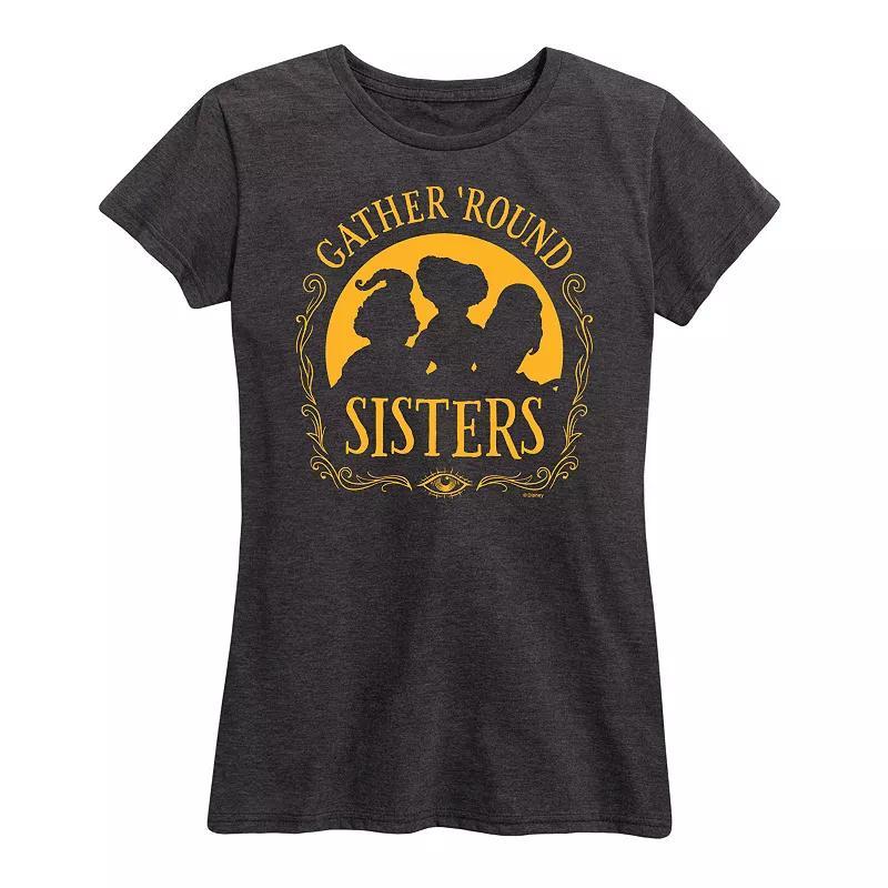 Disneys Hocus Pocus Womens Gather Round Sisters Graphic Tee, Girls Grey Gray Product Image