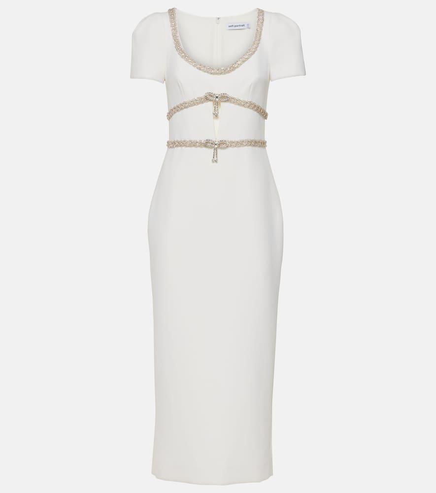 Crystal-embellished Crêpe Midi Dress In White Product Image