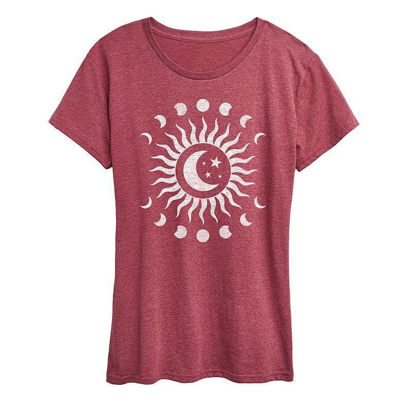 Womens Sun And Moon Phases Graphic Tee Product Image