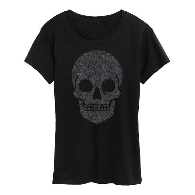 Womens Skull Sparkle Halloween Tee, Girls Product Image