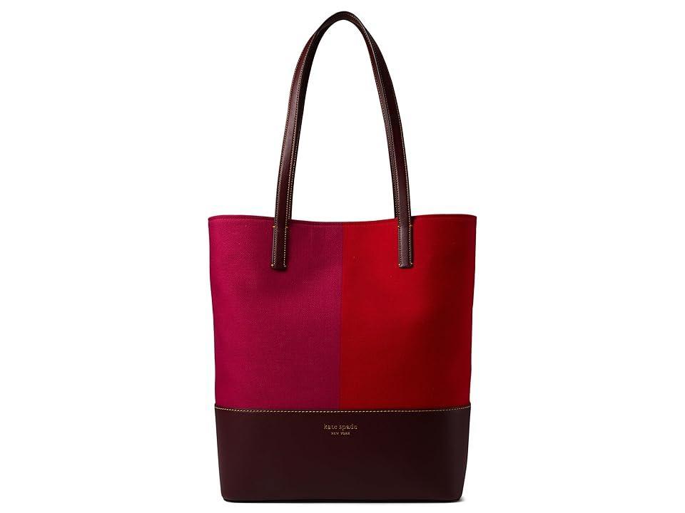 Kate Spade New York Waverly Racing Stripe Jacquard Large Tote (Cordovan Multi) Handbags Product Image