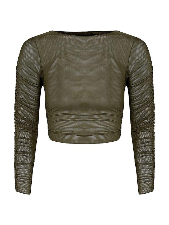 Womens Mira Ruched Mesh Top Product Image