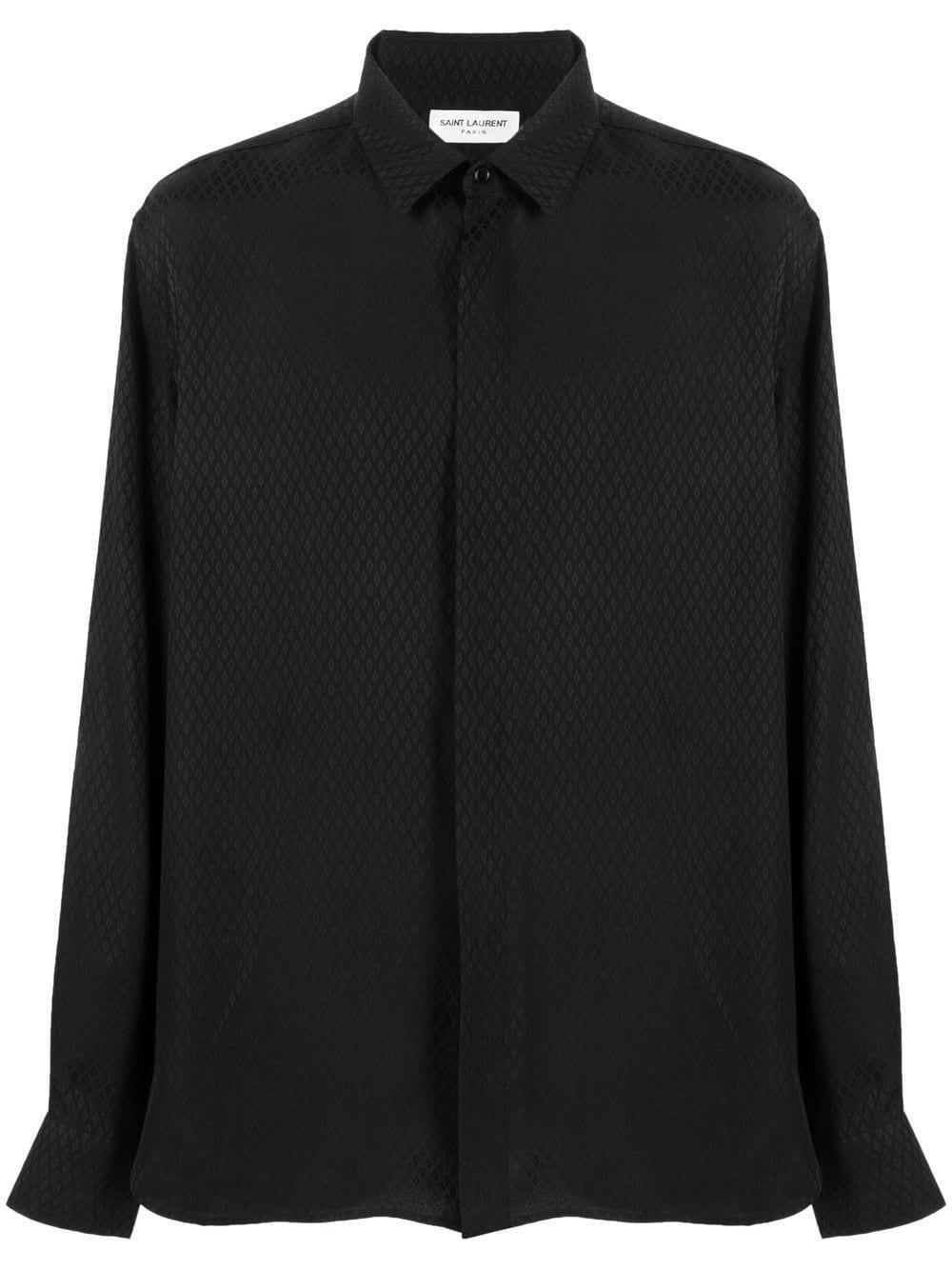 Silk Patterned Jacquard Shirt In Black Product Image