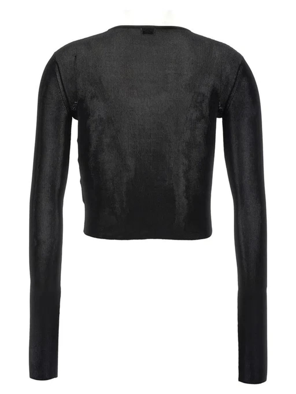 SAINT LAURENT Viscose Crop Top Tops Black Product Image