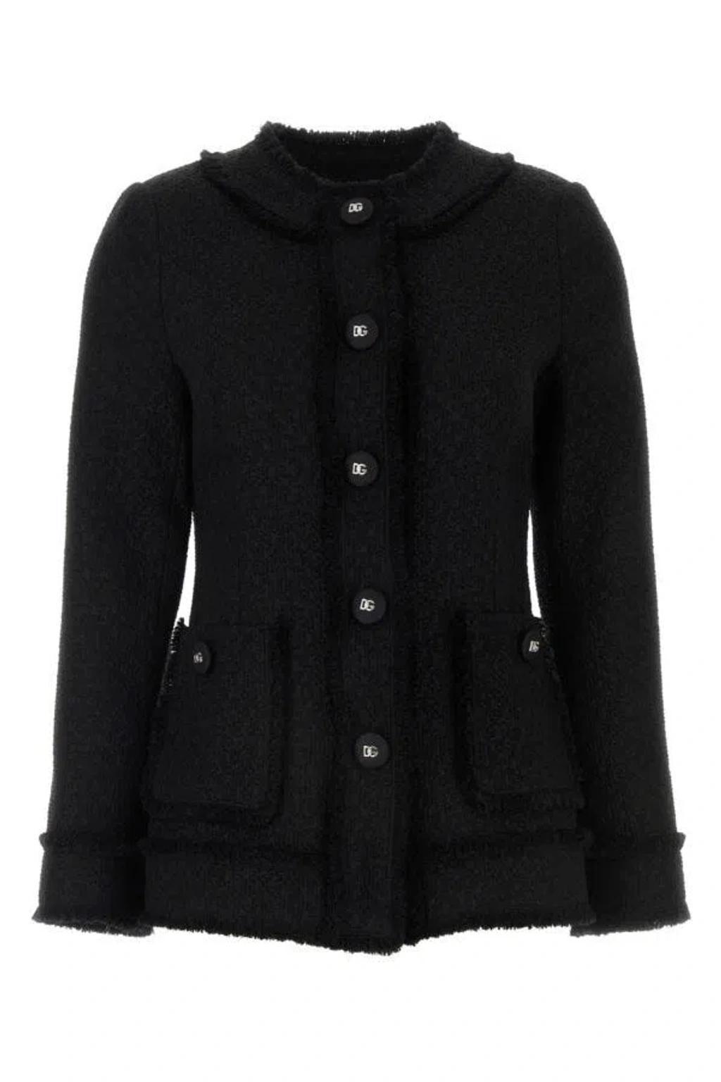 Woman Black Tweed Blazer Product Image