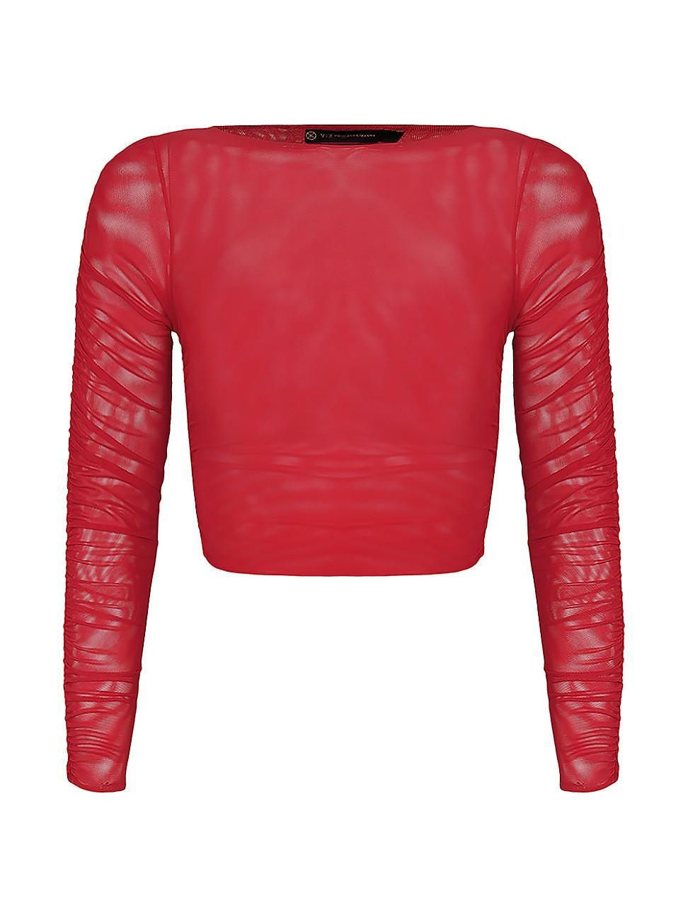 Womens Mira Ruched Mesh Top Product Image