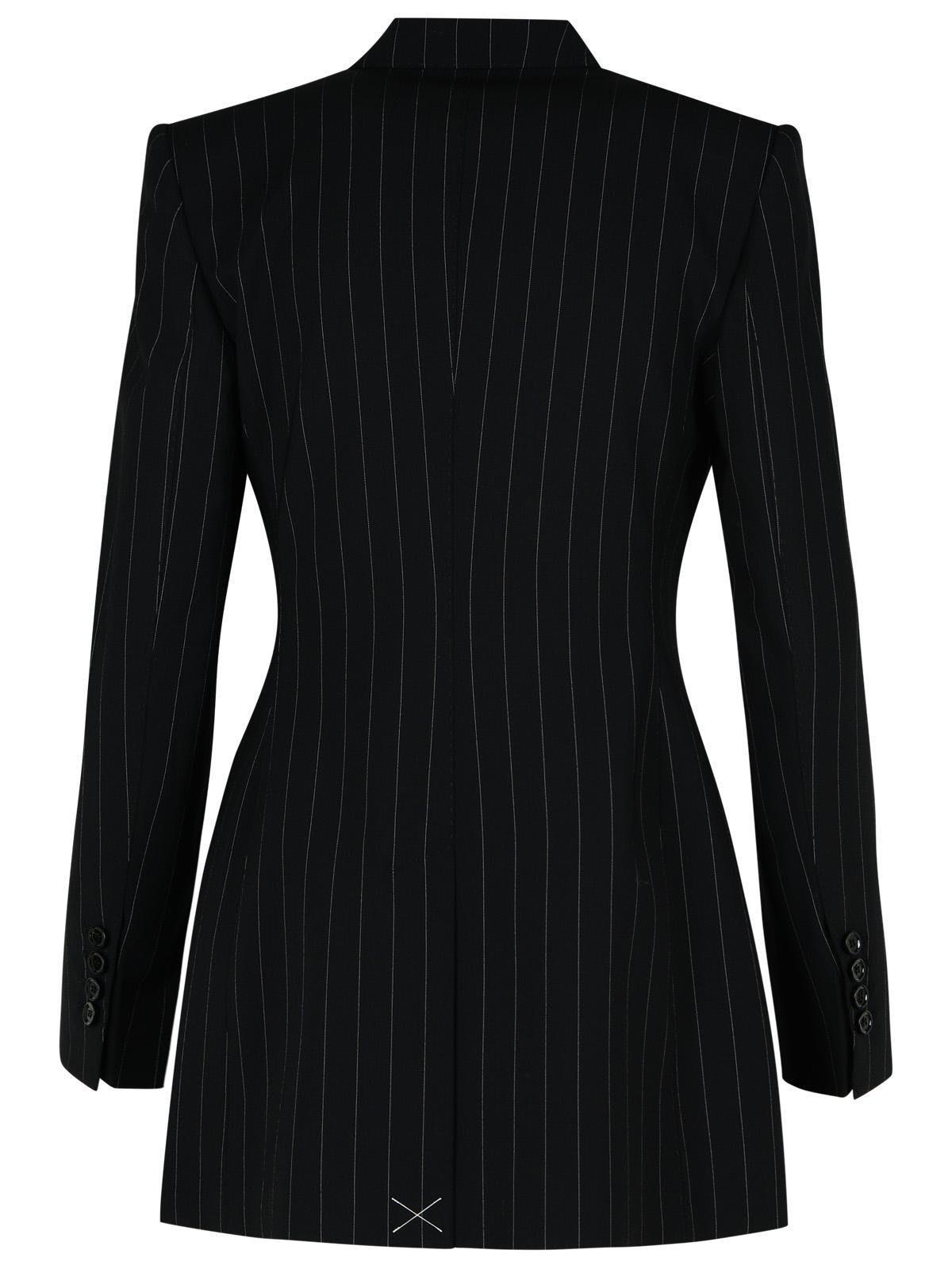 DOLCE & GABBANA Pinstripe Double-breasted Blazer In Black Product Image