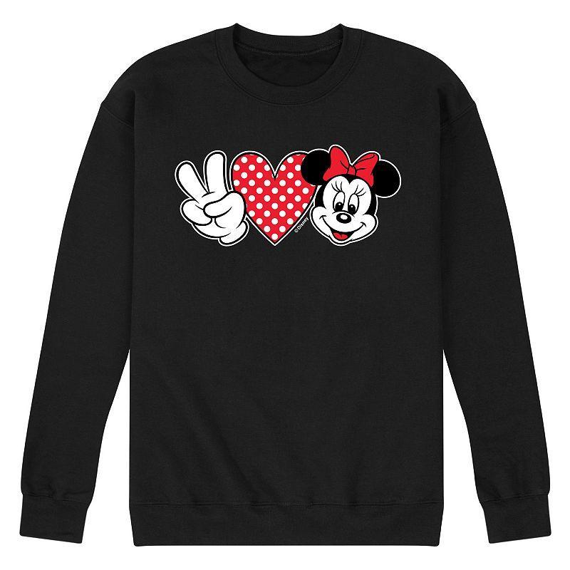 Disneys Minnie Mouse Mens Peace Love Minnie Fleece Sweatshirt Product Image