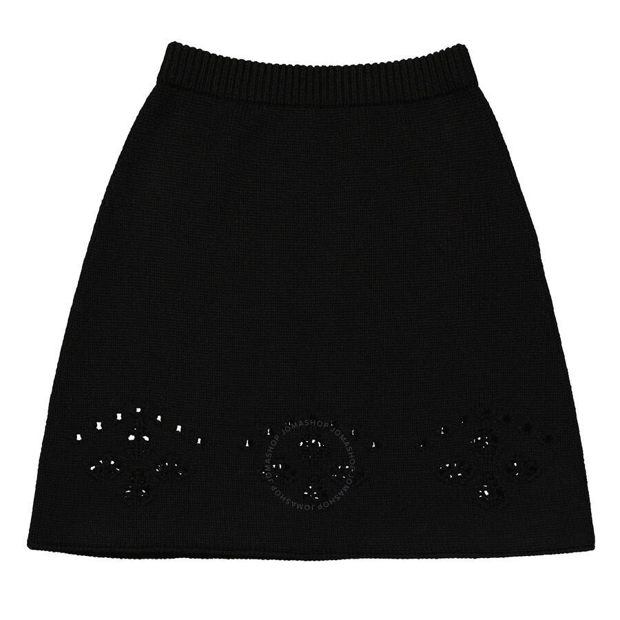 Chloe Ladies Black Pointelle-knit Wool Miniskirt Product Image