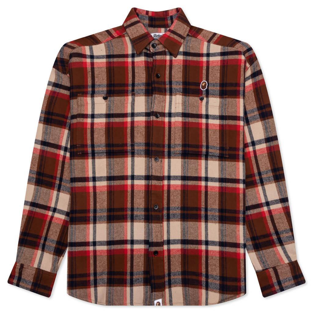 Bape Check Ape Head One Point Flannel Shirt - Red Male Product Image