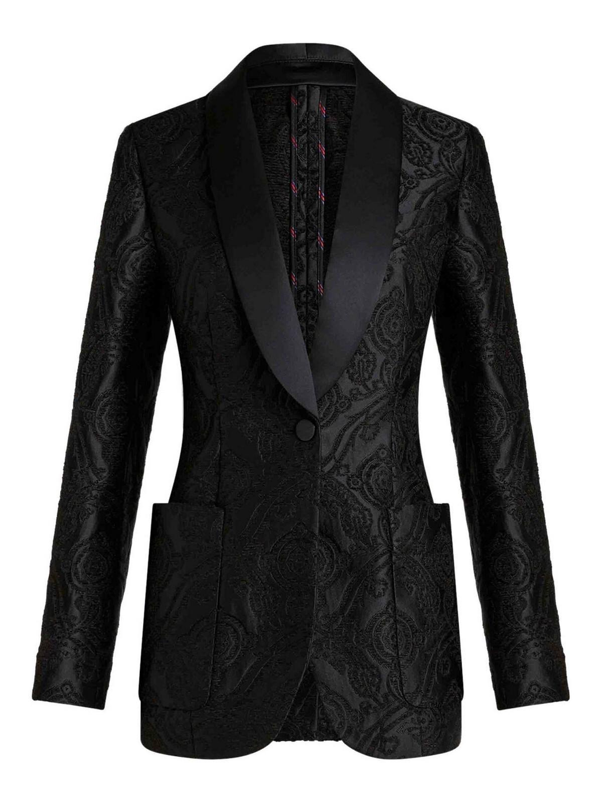 ETRO Silk Jacquard Blazer In Black Product Image