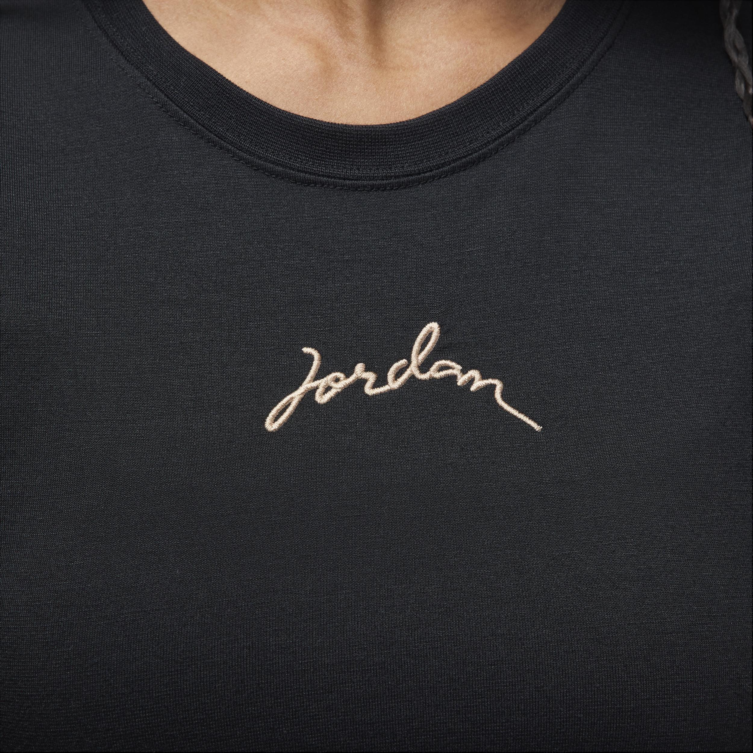 Jordan Womens Jordan Short Sleeve Graphic Slim Crop T-Shirt - Womens Black/Brown Product Image