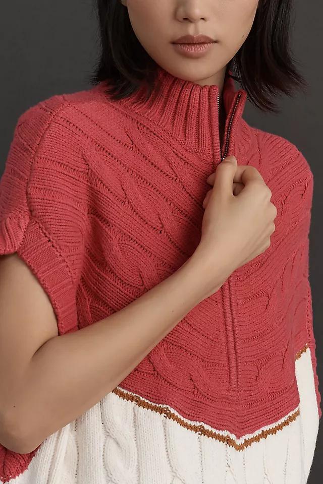 Maeve Short-Sleeve Quarter-Zip Oversized Sweater Product Image