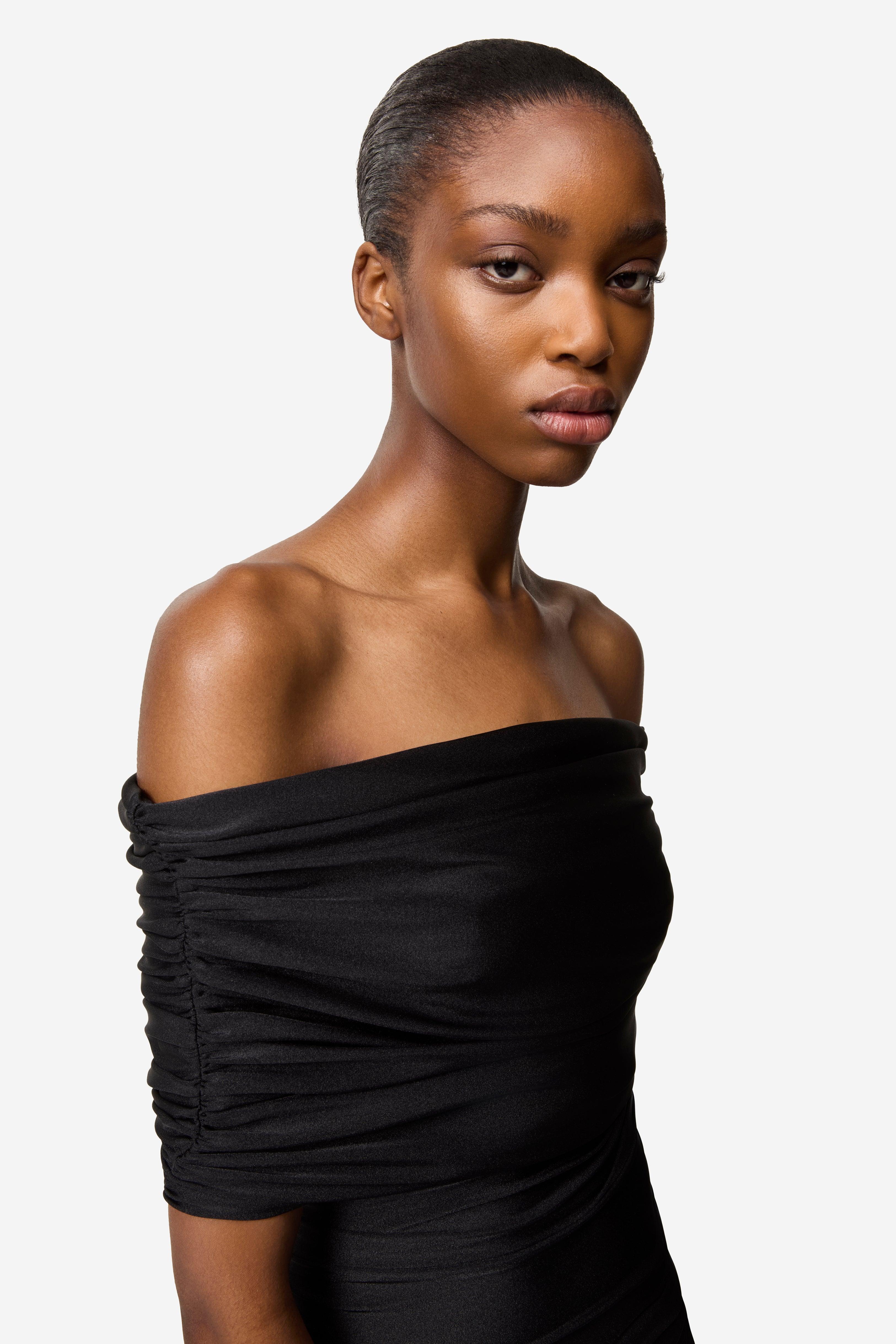 Pleated Off-Shoulder Dress Product Image