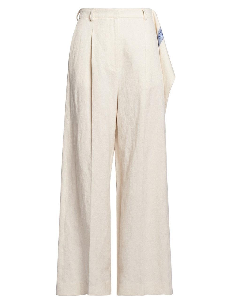 Womens Logo-Paneled Wool Blend Wide-Leg Pants Product Image