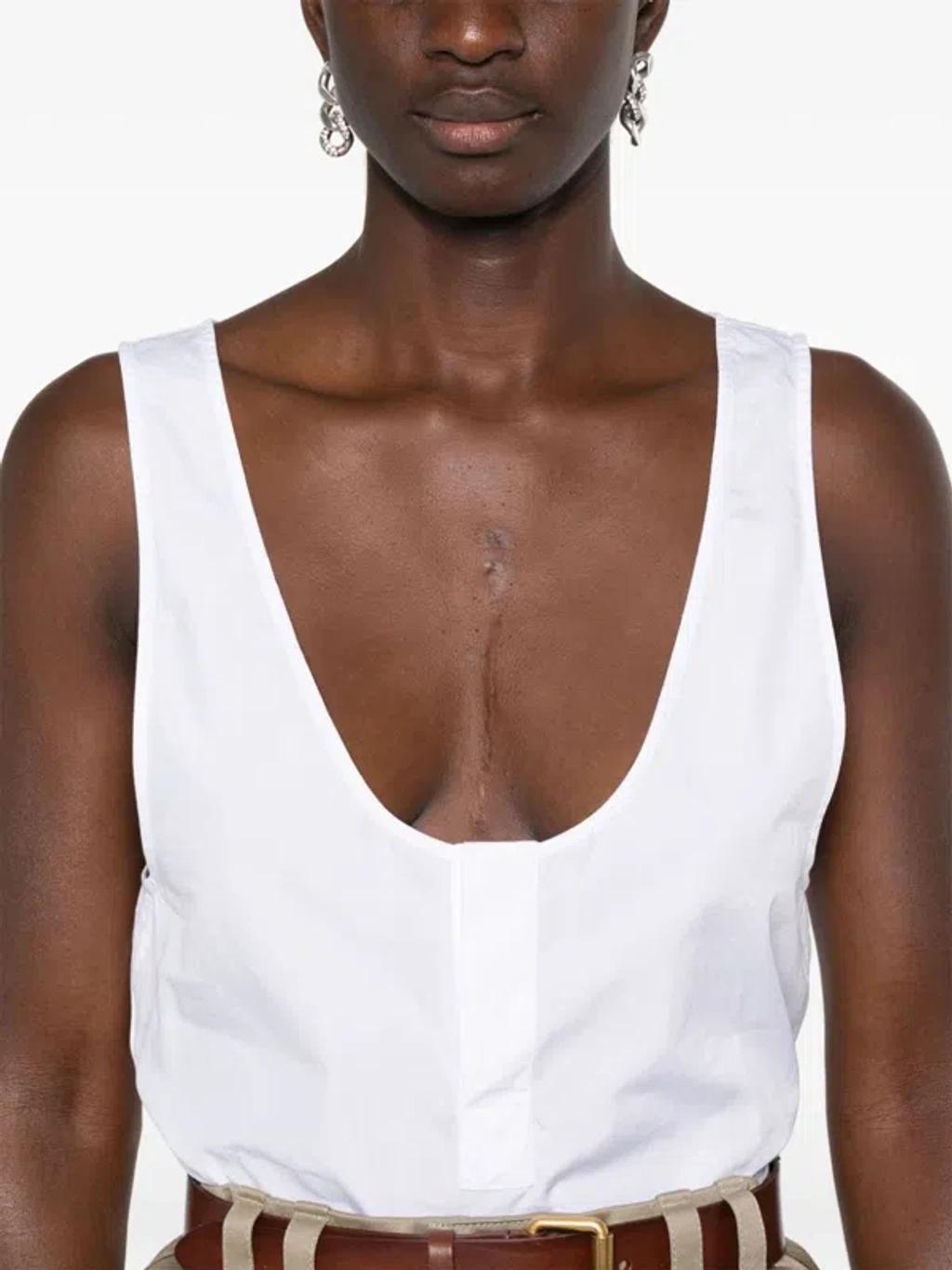 SAINT LAURENT Cotton Poplin Top In White Product Image