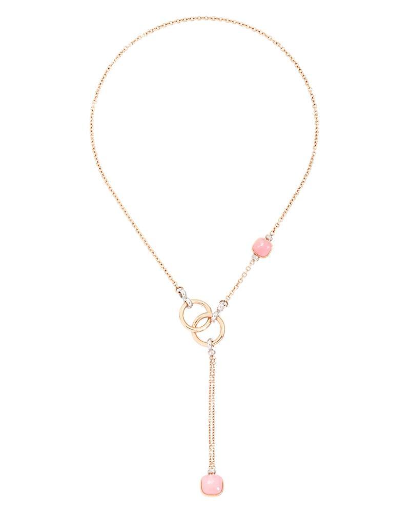 Womens Nudo 18K Rose Gold, Rose Quartz, Chalcedony & Brown Diamond Lariat Necklace Product Image