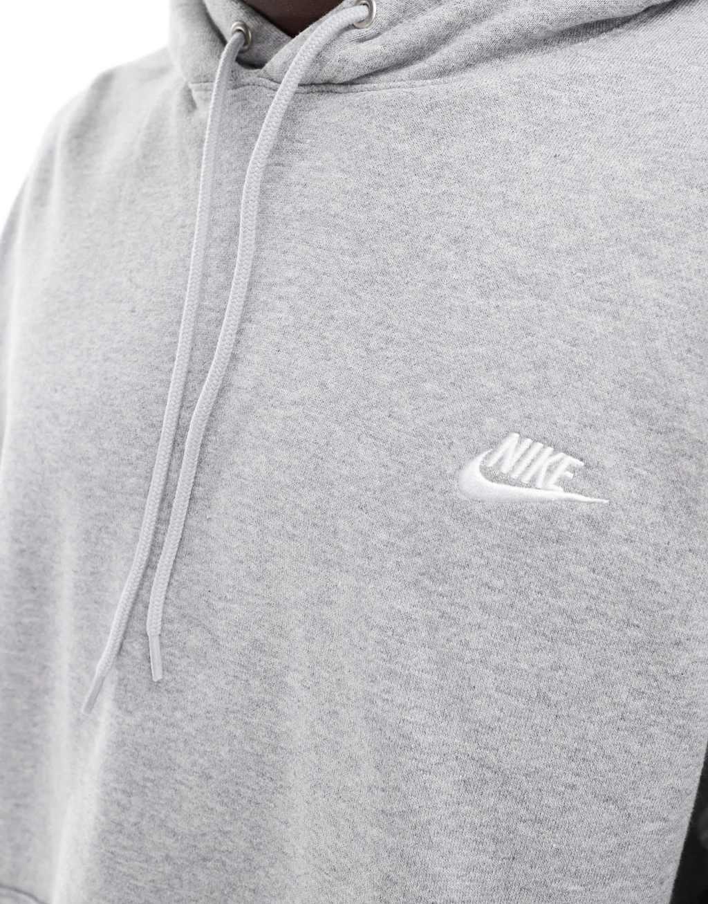 Nike Club french terry oversized hoodie in gray Product Image