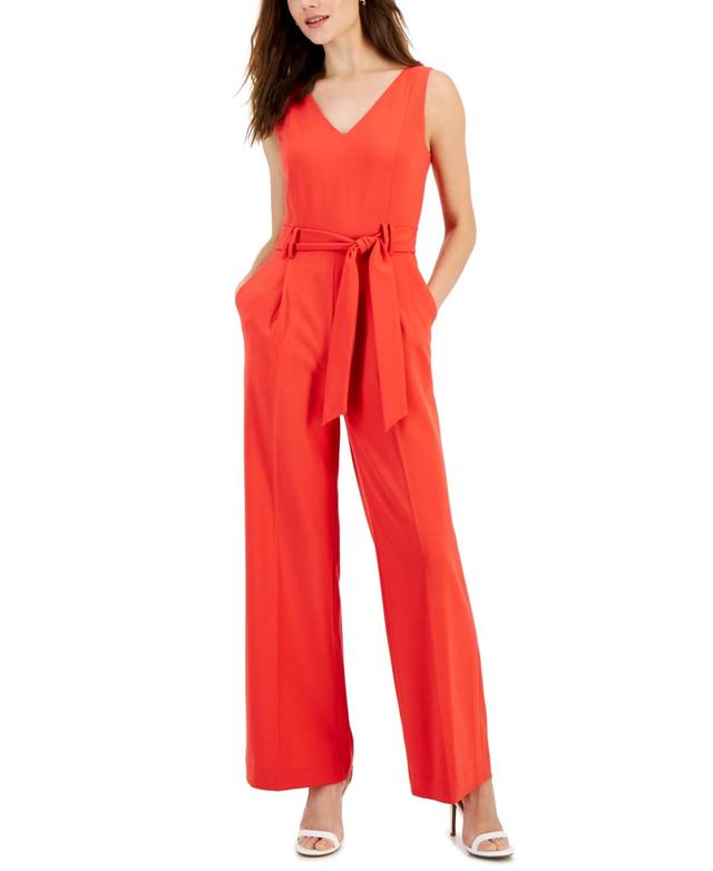 Tahari Asl Womens Sleeveless Crepe Jumpsuit Product Image