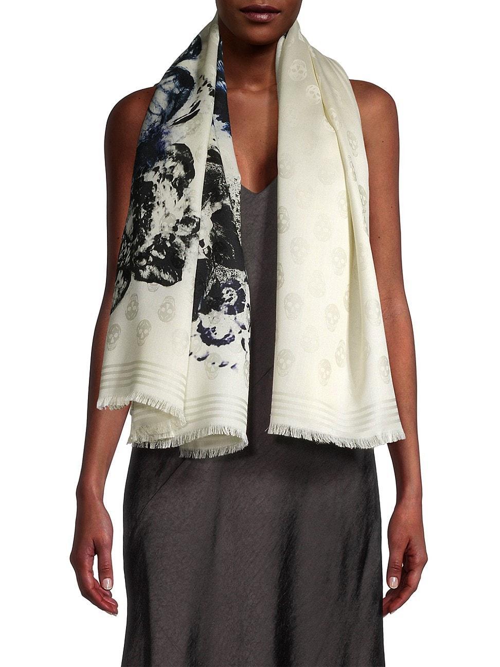 Womens Wool-Silk Stamped Scarf Product Image