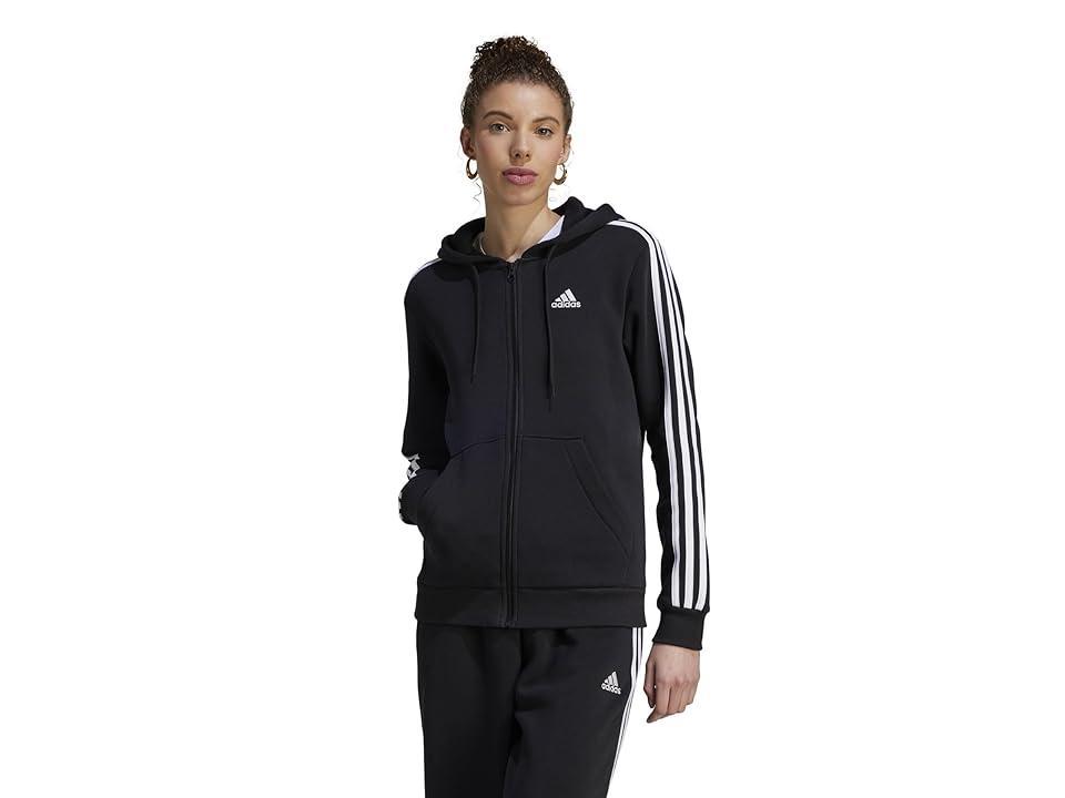 Womens adidas Essentials 3-Stripes Full-Zip Fleece Hoodie Product Image