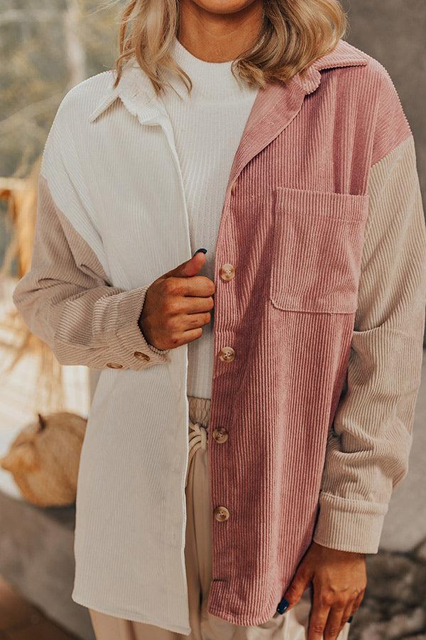 Caught Crushing Corduroy Jacket In Blush Product Image