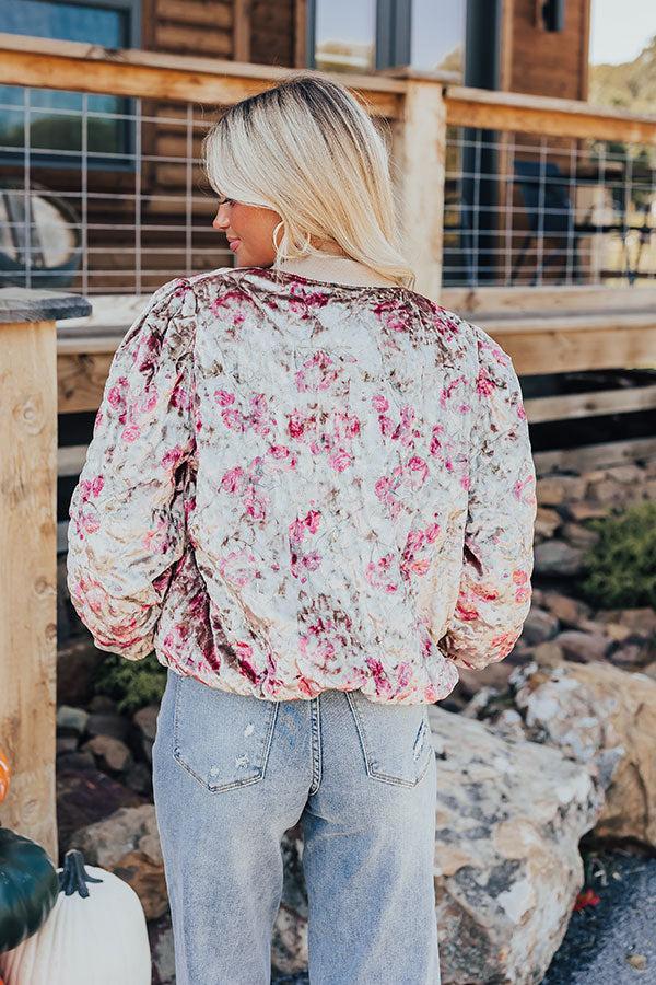 Garden Bliss Velvet Bomber Jacket Product Image