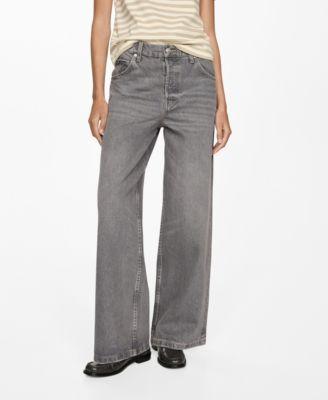 Mango Womens Loose Mid-Rise Wide Leg Jeans product image