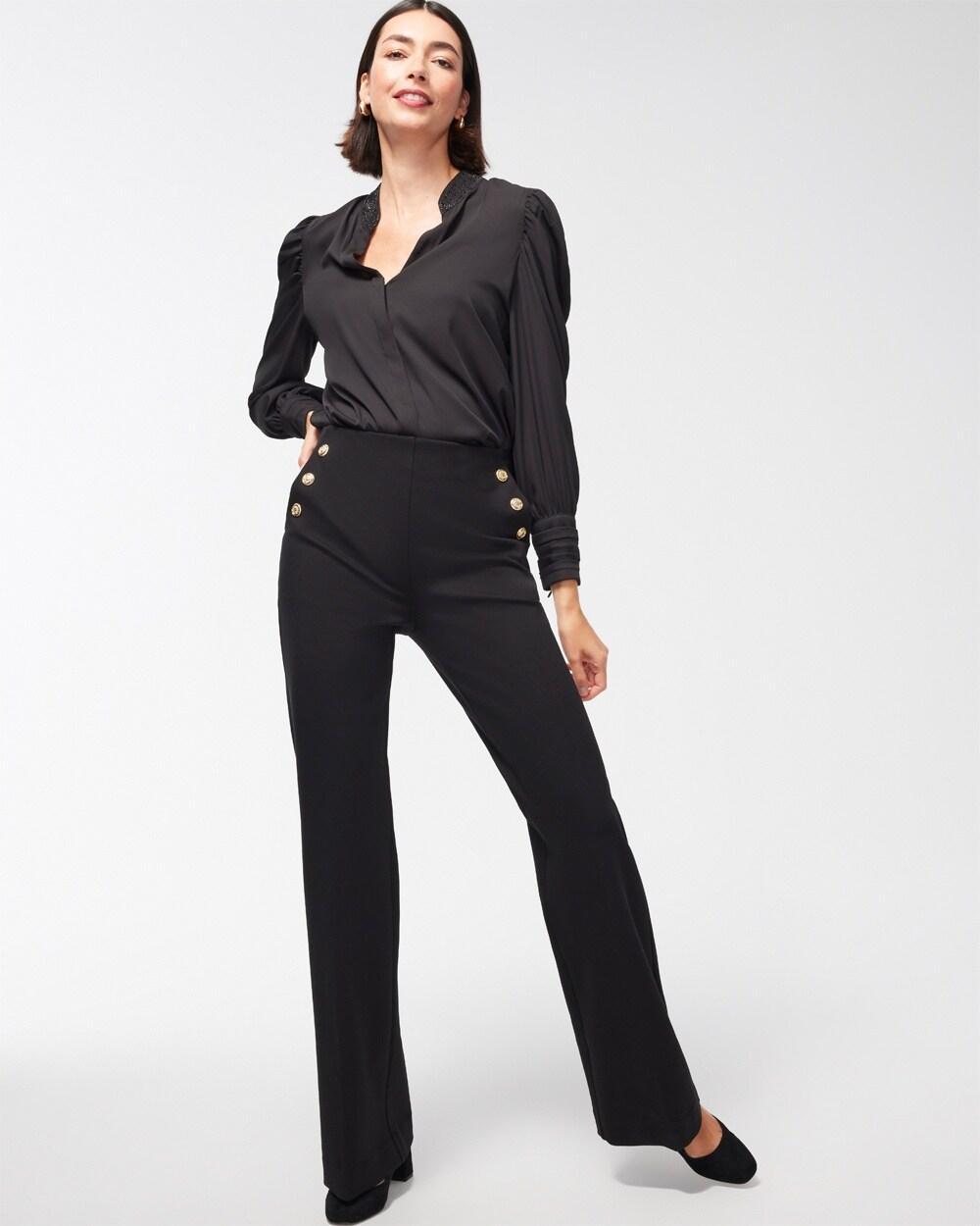 Ponte Button Flare Pants Product Image