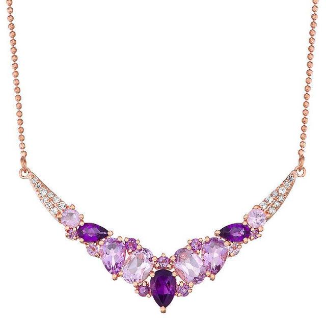 14k Rose Gold Over Silver Amethyst & Lab-Created White Sapphire Necklace, Womens Pink Tone Product Image