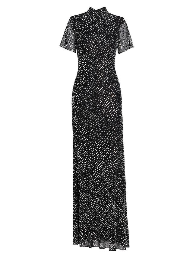 Womens Square Rhinestone Mesh Maxi Dress Product Image