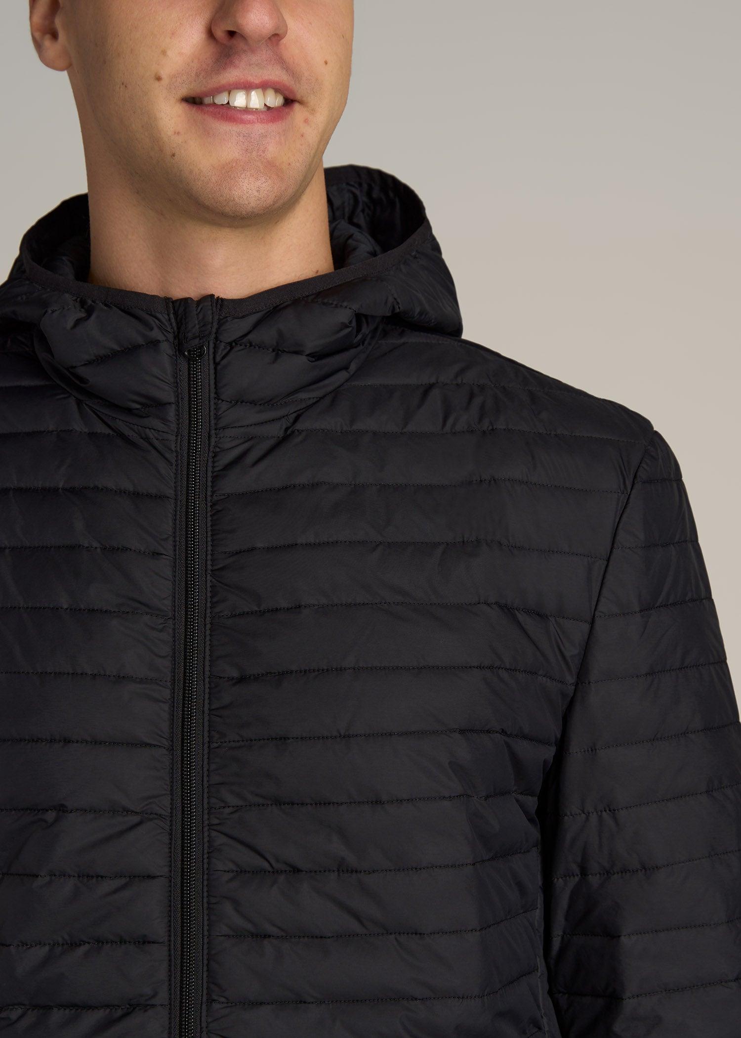 Tall Men's Packable Puffer Jacket in Black Male Product Image