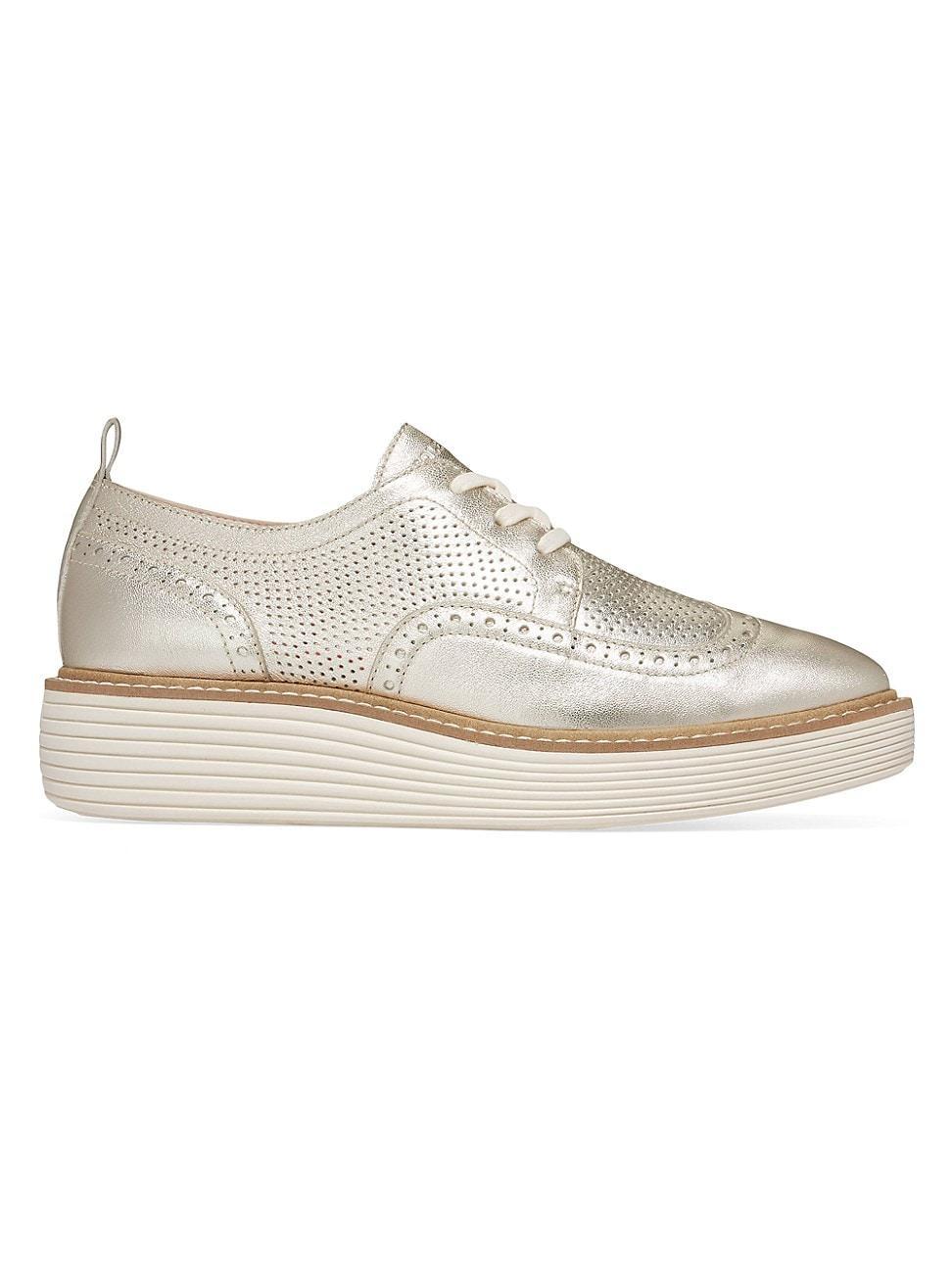 Cole Haan Womens OriginalGrand Wingtip Platform Oxfords - Gold Talca Product Image