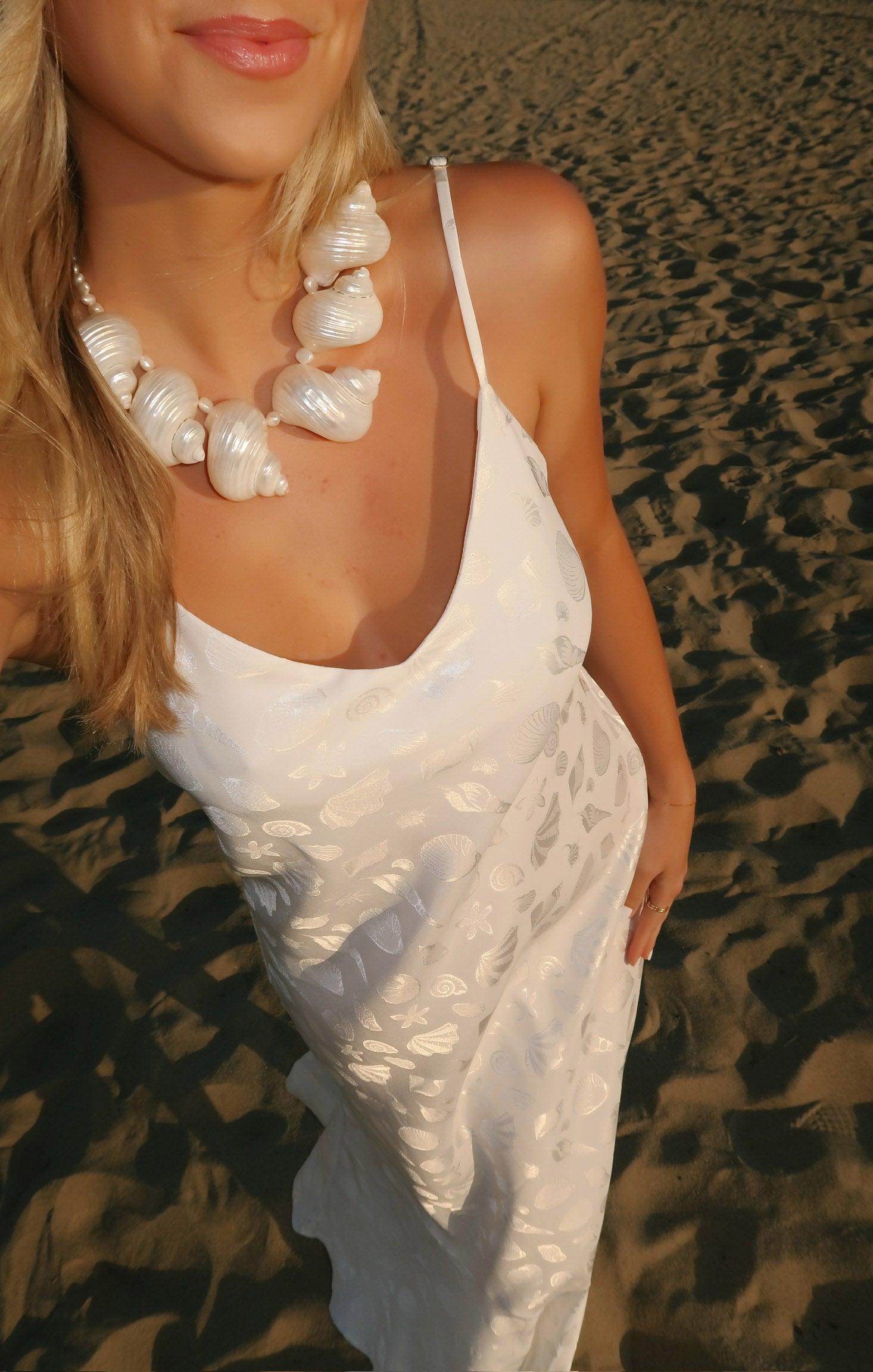 Uptown Slip Dress ~ White Shell Satin Product Image