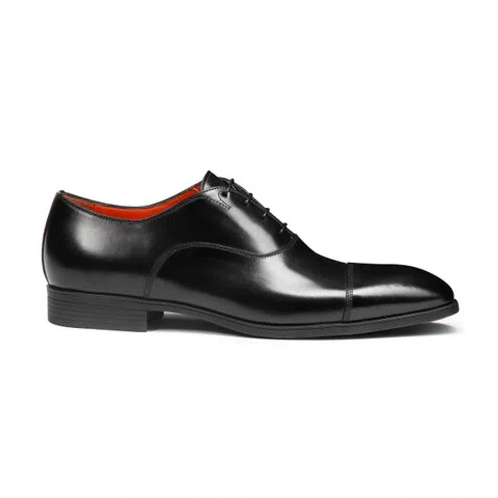 SANTONI Men's Black Leather Oxford Shoe Product Image