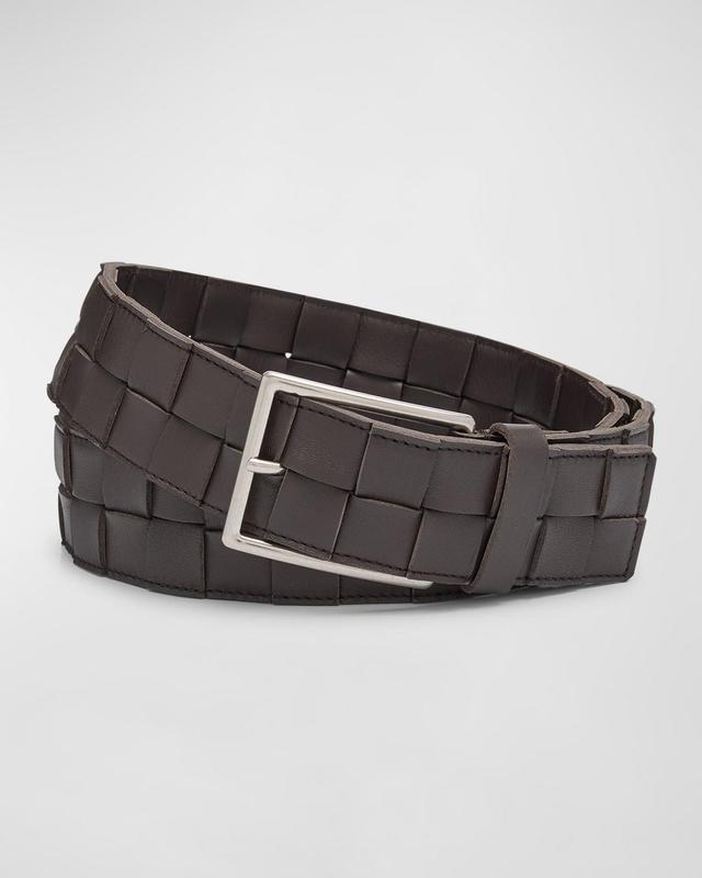 Mens Cassette Intreccio Leather Belt Product Image