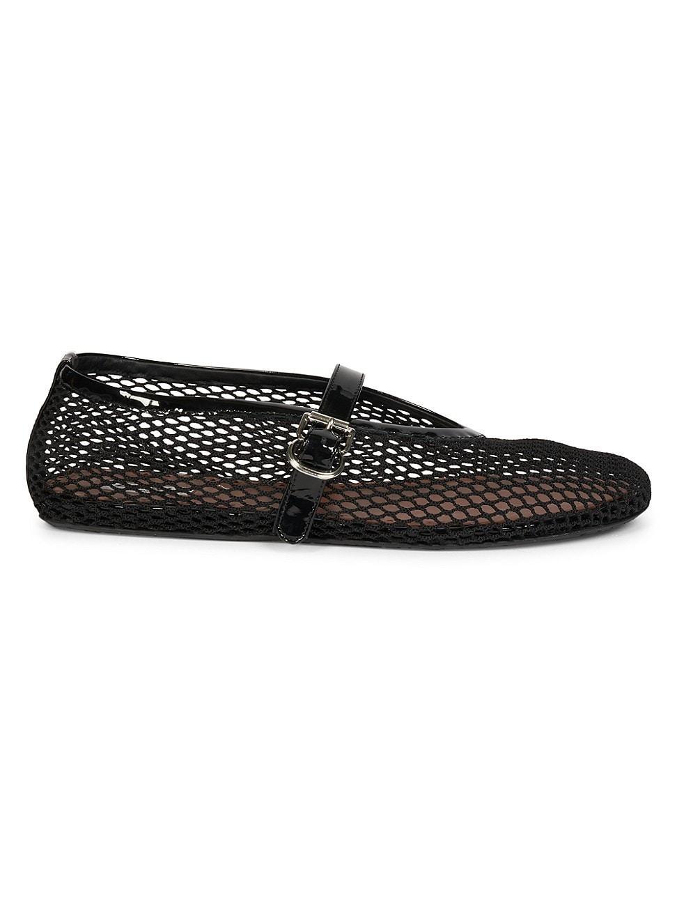 Womens Ballerina Strap Fishnet Flats Product Image