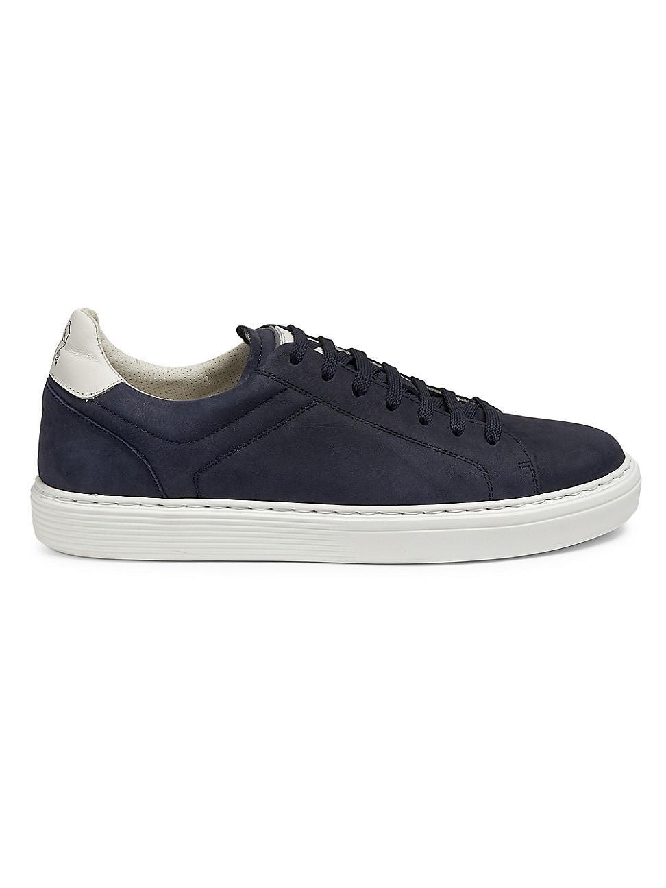 Men's Nubuck Calfskin Low-Top Sneakers Product Image