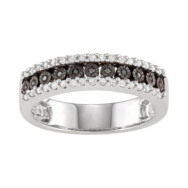 Sterling Silver 1/4 Carat T.W. Black & White Diamond Ring, Womens Silver Tone Product Image