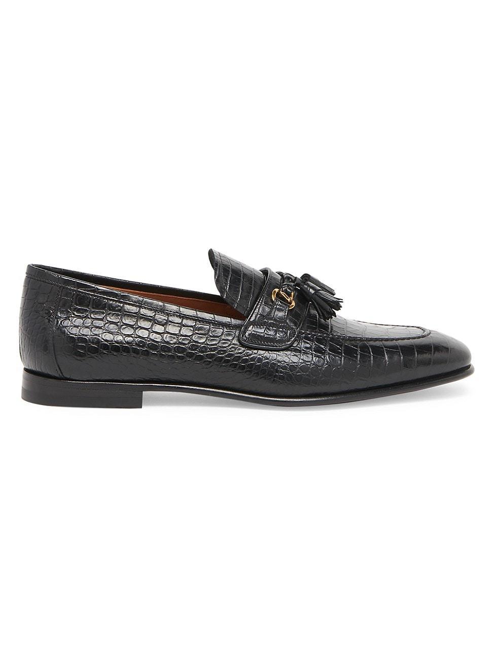 Mens Alligator-Embossed Leather Loafers Product Image