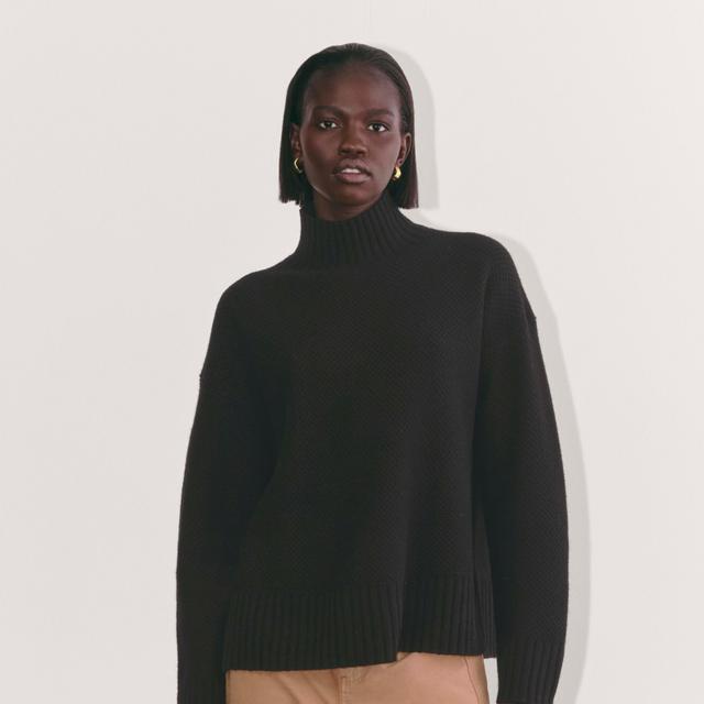 The Honeycomb Funnel Neck in Wool Cashmere Product Image