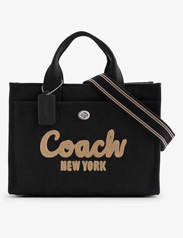 COACH Logo-embroidered Detachable-strap Canvas Tote Bag In Black Product Image